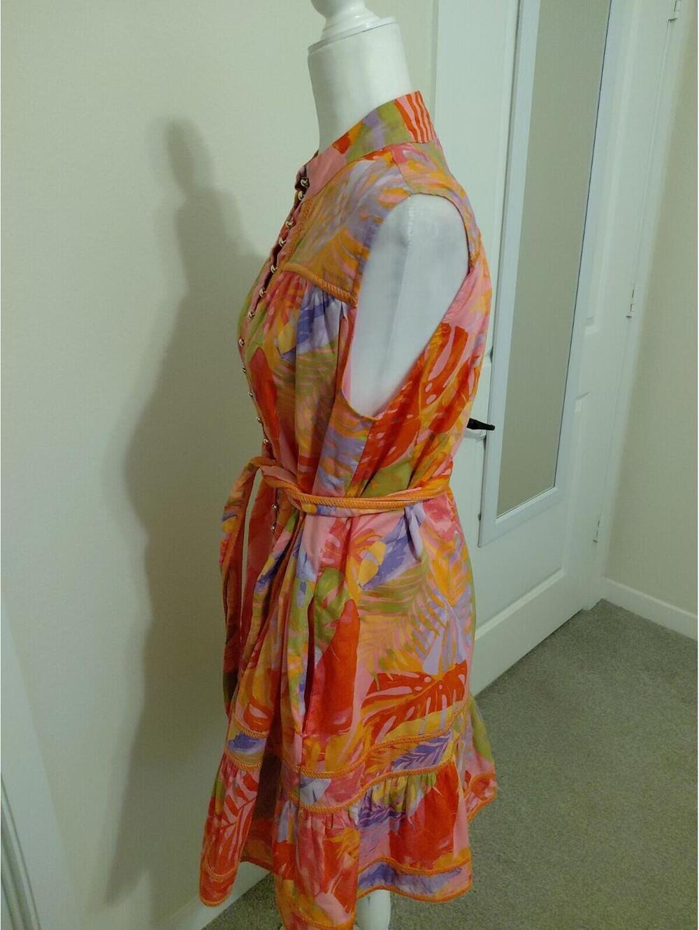 J. Marie Colorful Floral Alara Belted Sleeveless Dress Womens Size L EUC - Picture 7 of 9